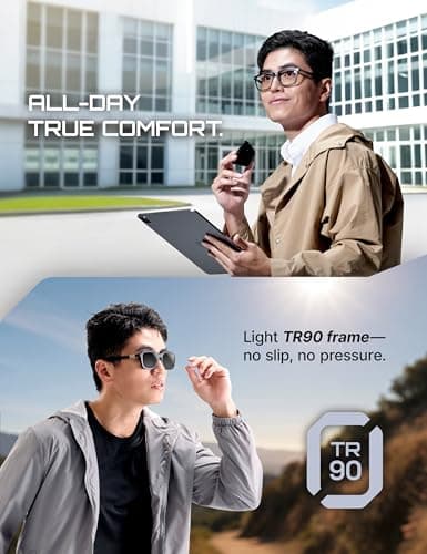 2-in-1 Magnetic Clip- On Blue Light Blocking Glasses–Rectangle Frame + Polarized UV400 Clip, TR90, Anti-Reflective