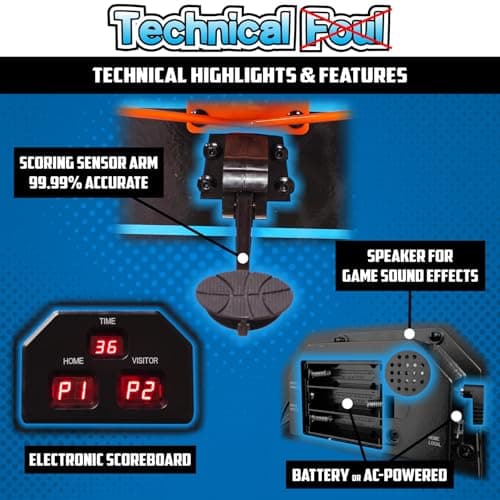 PartyLife 2-Player Basketball Arcade Game w/Optional LED Lights | Electronic Scoring | 5 Balls, 1 Pump, 8 Games | Folding Design | Heavy-Duty Steel Frame | Fun for Everyone - Choose Your Model