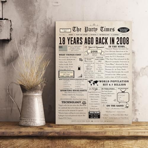 Huameigf Happy 18th Birthday Card for Son Daughter, Vintage 18th Birthday Gifts for Girls Boys, Retro 18 Year Old Birthday Decorations for Her Him, Best Gifts for 18 Bday Niece Nephew Friend