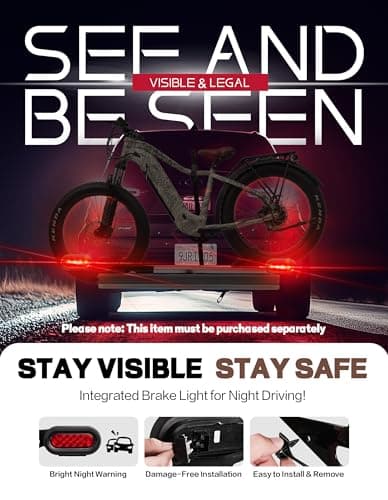 Hitch Mount Single Bike Rack with Ramp for Electric Bike, 100 lbs. Capacity Bike Carrier for Truck, Trailer, RV, SUV