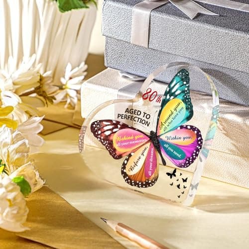 80th Birthday Gifts for Women Her, Acrylic Heart Sign Birthday Decorations Presents, 80 Year Old Bday Gifts for Mom, Aunt, Grandma, Sister, Best Friends, Wife, Her