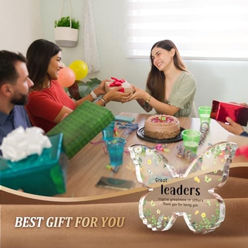 Boss Christmas Gifts, Boss Lady Gifts for Women, 5x3.8x0.5 Inch Butterfly Acrylic Plaque Decor, Birthday Retirement Leaving Going Away Boss Day Christmas Gift for Female Boss Leaders Manager