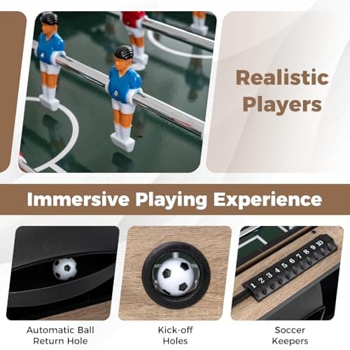 Goplus 2-in-1 Swivel Multi Game Table, 48” Combo Game Table with Foosball & Pool for Adults, Indoor Outdoor Combination Arcade Table for Home Game Room Party