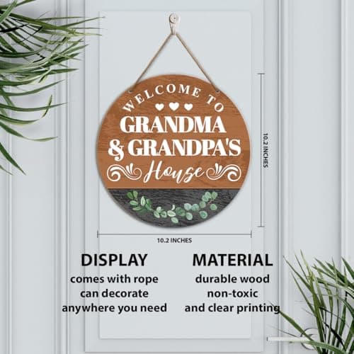 Grandma and Grandpa House Signs Wall Decor for Front Door Porch Decorations, Grandparents Day Gifts, Father's Mother's Day Christmas Birthday Gift for Grandma Nana Grandpa Papa Grandparents