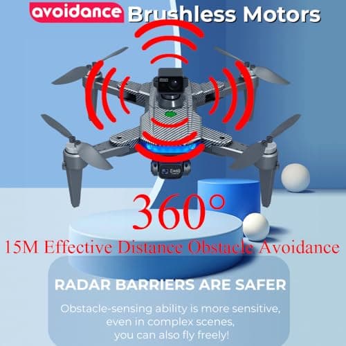 Lozenge Drones 360° Obstacle Avoidance Brushless Drones with Camera for Adults 4K GPS Smart Follow Auto Return Long Battery Life Quadcopter Big Size L900 HJ90 3 Battery Black Carbon Fiber Pattern