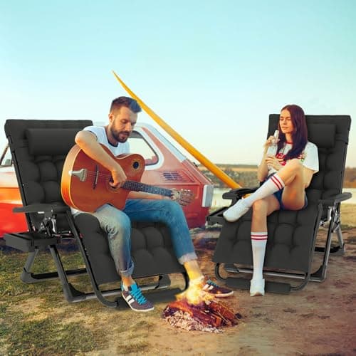 ZENPETIO Oversized Zero Gravity Chair, 33In XXL Zero Gravity Recliner Lounge Chair, Anti Gravity Chair for Indoor and Outdoor, Reclining Camping Chair for Lawn and Patio w/Cushion and Footrest, 500LBS