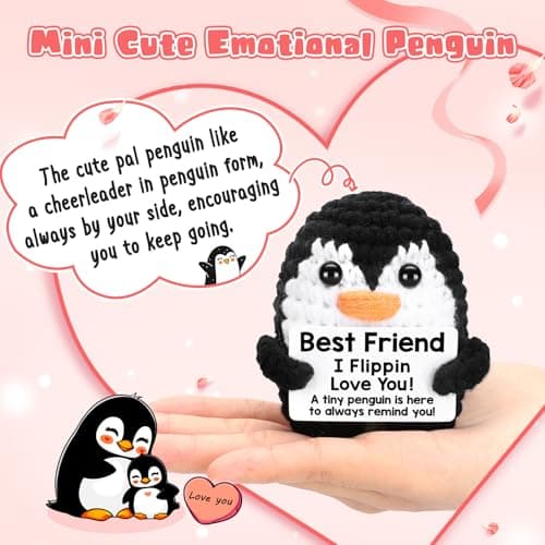 Best Friend Friendship Gifts for Women Birthday Christmas, Handmade Crochet Penguin Present for Best Friend, Funny for Birthday Christmas, Women Girl Friend Gifts Emotional
