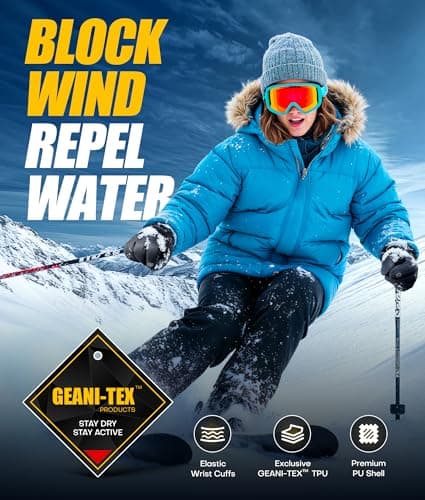 UMEWARM Winter Gloves Men Women Made with 3M Thinsalute, -20°F GEANI-TEX™ Waterproof Ski Gloves for Cold Weather, 5-Layer Thermal Snow Gloves, 10 Touchscreen Fingers Snowboard gloves for Cycling, Hiking