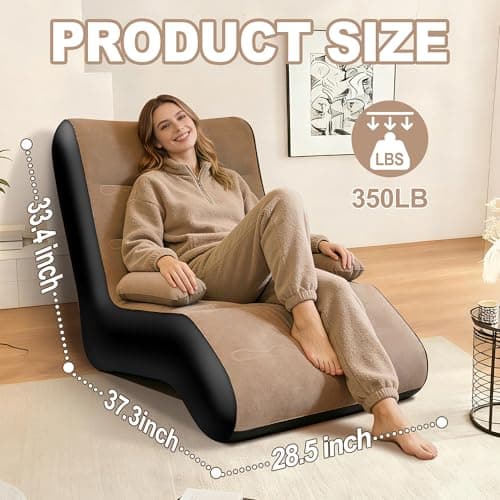 FluSing Inflatable Couch for Camping, Blow Up Couch for Adults with Armrest, Waterproof Flocked Surface Inflatable Sofa Bed Indoor, Portable Inflatable Chairs for Movie Night, Air Sofa Outdoor