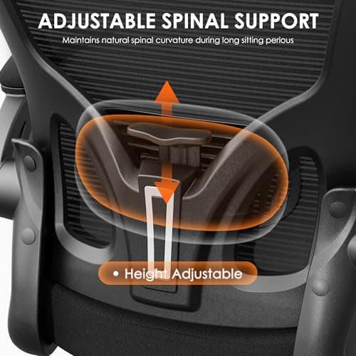 Ergonomic Office Chair, 300lbs High Back Breathable Mesh Desk Chair with Lumbar Support, Comfy Gaming Chair with Headrest and Flip-Up Arms, 360° Swivel Computer Task Chair for Home Office, Black