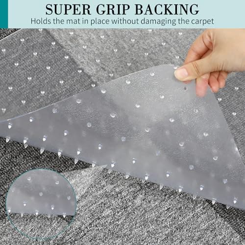 Office Chair Mat for Carpets, Clear Computer Desk Chair Mat for Low Carpeted Floors, Thick and Sturdy Carpet Protector, Easy Glide and Flat Without Curling (30" x 48" Rectangle)