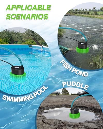 Pool Cover Pump above Ground - Submersible Water Sump Pump Swimming Water Removal Pumps, with Drainage Hose & 25 Feet Extra Long Power Cord, 850 GPH inGround, 3 Adapters