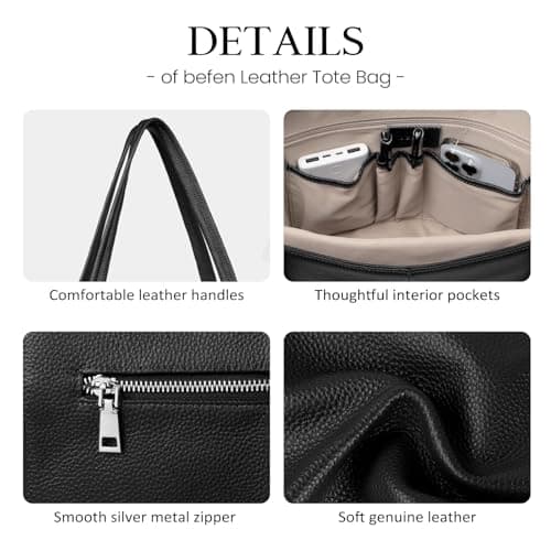 befen Genuine Leather Laptop Tote Bag for Women, Womens 15 Inch Computer Bags Work Totes Purse Shoulder Purses Handbags