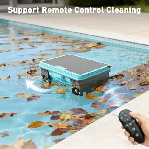 KKI Solar Robotic Pool Skimmer, Cordless Pool Cleaner Vacuum with App & Remote Control,for Inground & Above Ground Pools,Self-Parking
