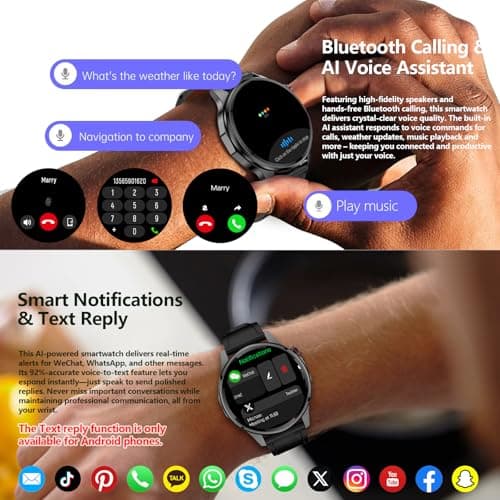 PUBU Smart Watch for Men, Built-in GPS with Map(Answer/Make Call/Text), AI Smartwatch for Android Phones/iPhone, 100+ Sport Mode Fitness Tracker with Health/Sleep Monitor, Compass/Barometer(2 Bands)