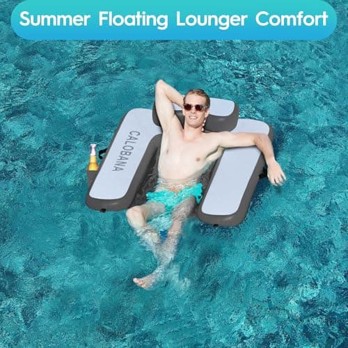CALOBANA Inflatable Floating Chair, Heavy Duty Pool Floats Adult Lounger, Portable Water Float Chair for Swimming Pool, Lake and Beach