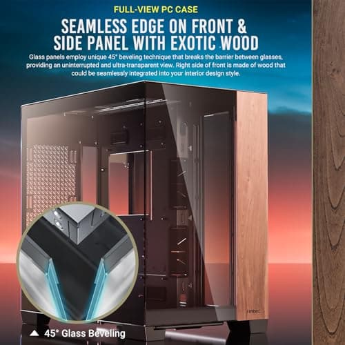 Antec C8 Wood, Fans not Included, Wooden Front Panel, Dual-Chamber Layout, Type-C, 360mm Radiator Support, Seamless TG Front & Side Panels, RTX 40 Compatible, Full-Tower E-ATX PC Case