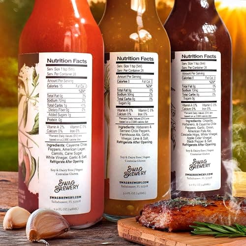 Beer-infused Hot Sauce Variety 3-pack (Includes Asian Sriracha, Garlic Serrano, & Roasty Chipotle) - Craft Beer Gift, Hot Sauce Gift Set, Beer Sauce, BBQ Sauce, Beer Lover, Grill + Man Cave