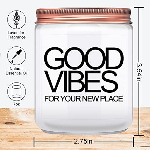 House Warming Gifts New Home, New Home Gifts, Good Vibes Candle, New House Essentials Best Presents for Women Couple Friends - Lavender Candles
