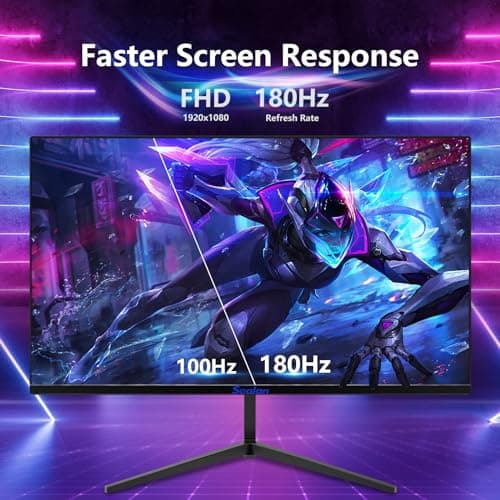 Sealan 24 Inch 180Hz Gaming Monitor, Full HD 1920 x 1080 Computer Display, VA Panel with HDR10, FreeSync, 99% sRGB, HDMI and DisplayPort, VESA Wall Mountable Monitor for PC, Laptop