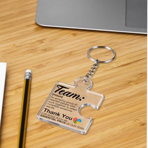 Gift Set for Employee, Staff, Teachers, Teamwork Puzzle Piece Keyring, Acrylic Team Appreciation Gifts Bulk Thank You Keychains for Coworkers B0FD9YB7K3