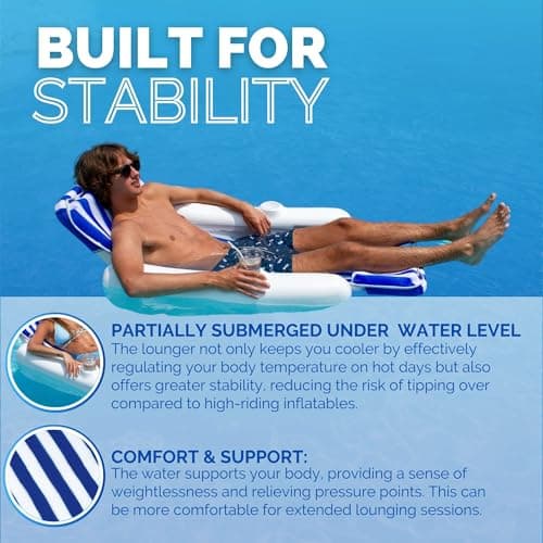 SWIMLINE ORIGINAL 10010M Sunchaser Padded Luxury Lounge Chair Pool Float | Molded Frame & Pontoon Design | Pool Floats Adult | Pool Lounger | Pool Accessories | Pool Chairs and Lounges For In Pool