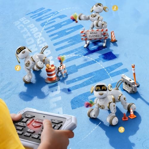 Programmable Robot Toy, 2.4GHz Remote & Gesture Control, Touch Sensor, with Realistic Barks, Birthday Gift for Kids Age 3+ Ruko 18011 Smart Robot Dog, Interactive Puppy Pet with 30 LED Expressions B0FLXCXPHD