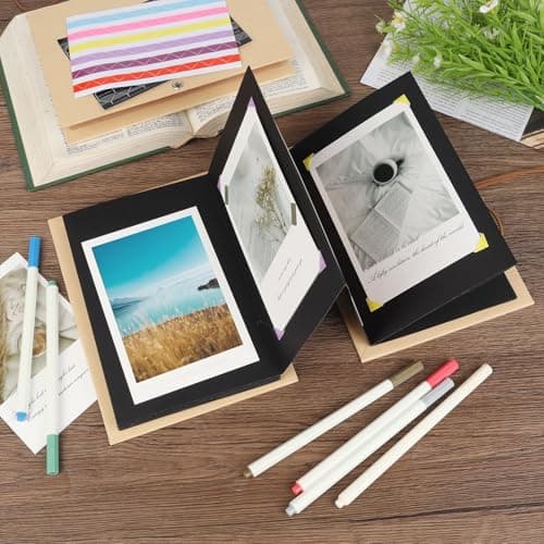 Stretchable Photo Album Folding Scrapbook Album 6x8.3 inches Small Blank Photo Book DIY Scrapbook Kraft Paper Students Memory Book for Graduation Anniversary Birthday Party Decorations Black B0FQBG9KRL