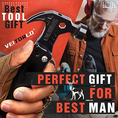 VEITORLD Christmas Stocking Stuffers, Gifts for Men Dad, Anniversary Birthday Gifts Idea for Him Husband Boyfriend, All in One Tools Hammer Multitool, Camping Hunting Hiking Xmas Presents, Cool Gadget