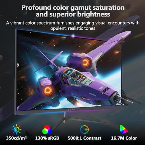 Z-Edge 24.5 inch 240Hz 165Hz 144Hz Gaming Monitor, FHD 1080p, MPRT 1ms, VA Monitor Gaming, 350nits, 16.7M Colors, 5000:1 Contrast, UG25I Frameless Bezel, DP x1, HDMI x2
