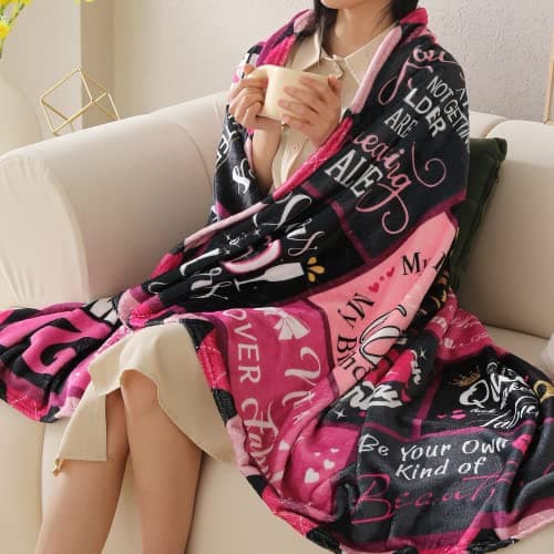 60th Birthday Gifts for Women, 1965 Blanket with Gift Box, Gifts for 60 Year Old Women, Happy 60 Birthday Gifts Ideas, for Woman Turning 60 Decorations 60"x50"