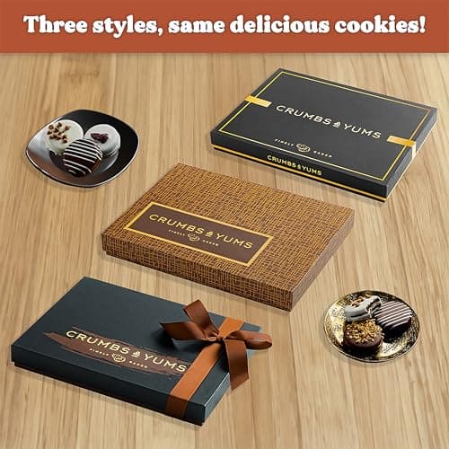 Holiday Christmas Cookies Gift Basket - 12 Gourmet Chocolate Covered Sandwich Cookies with Assorted Toppings - Assorted Food Gift Box for Fathers Day, Mothers Day, Family, Sympathy, Men & Women.