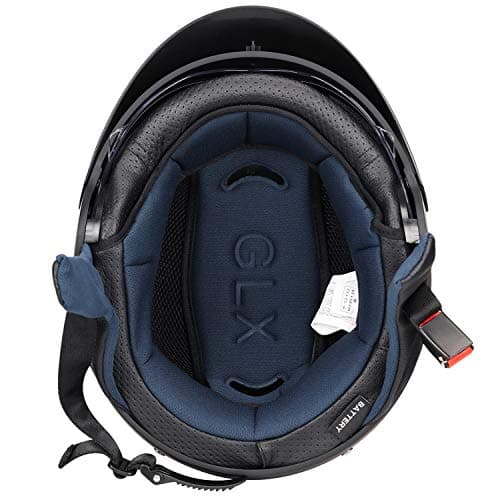 GLX M14 Open Face Motorcycle Helmet - Matte Black, Large - DOT Approved