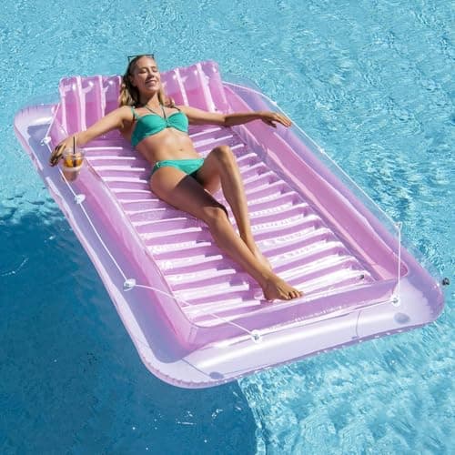 Inflatable Pool Floats Lounger for Adults, Blow Up Tanning Pool Raft Sun Tan Tub with Inflatable Pillow for Family Outdoor, Garden, Backyard Summer Water Party (14+ Year Old)