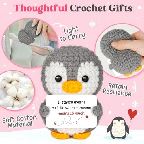 Miss You Thinking of You Gifts for Friend Couple, Positive Crochet Penguin, Farewell Goodbye Going Away Gift for Him Her Long Distance Relationship Gifts for Boyfriend Girlfriend Friendship B0GD69ZJ6M