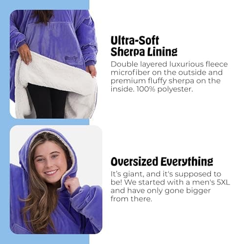 THE COMFY Original | Sherpa Lined Microfiber Fleece Wearable Blanket, Oversized Design with Hood and Pocket from Shark Tank