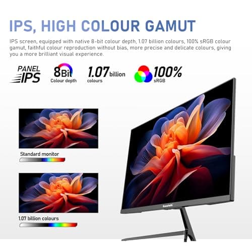 Gawfolk 27 inch IPS 2K QHD (2560×1440) Computer Monitor 75Hz Gaming PC Screen, 1ms,Adaptive Sync,100% sRGB, 1.07 Billion Colours,Built-in Speaker,Display 1.4、Port HDMI2.0, Black