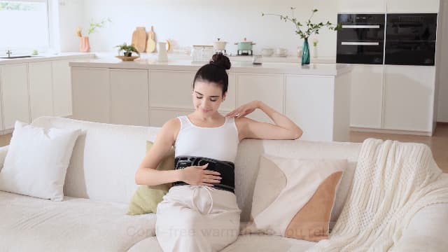 Comfytemp Cordless Heating Pad with Massager for Back Pain Relief, Portable Lower Back Massager Wearable, Birthday Gifts for Dad Mom Men Women Elderly, Rechargeable Period Cramps, 3 Heat Auto-Off, 58"