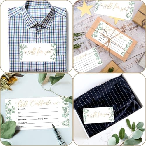 Ceiba Tree Blank Gift Certificates for Business 30 Pack Gold Foil Certificate Cards with Envelopes for Salon Restaurants Spa Birthday