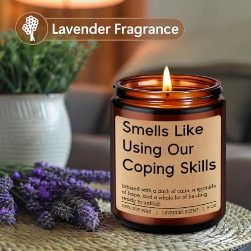 LEADO Funny Coping Skills Candle, Therapist Gifts - Mental Health, Graduation, Psychology, Christmas Gifts for Therapists, Social Worker, School Counselor, Psychologist, Women - Therapy Office Decor
