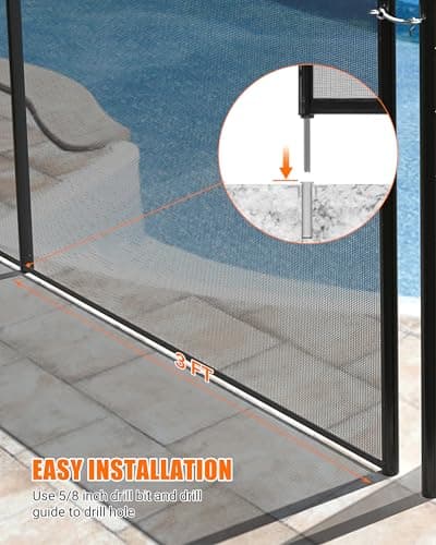 GraveeLife 4 ft x 108 ft Fence for Inground and Above Ground Pool, Mesh Pool Safety Fence with Stainless Steel Feet Outdoor Swimming Backyard Garden Pool Fencing, Black