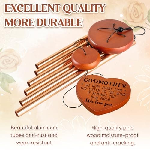 Godmother Gifts from Godchild, Godmom Wind Chimes, Christmas, Birthday, Proposal, Retirement Gift for Godmother from Goddaughter Godson