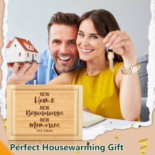 New Beginnings Gifts for Women Men Couple New Homeowner Closing New Apartment Essentials New Memories House Warming Gift New Home 2026,Engraved Cutting Board New Home Gift Ideas B0DS43P1D8