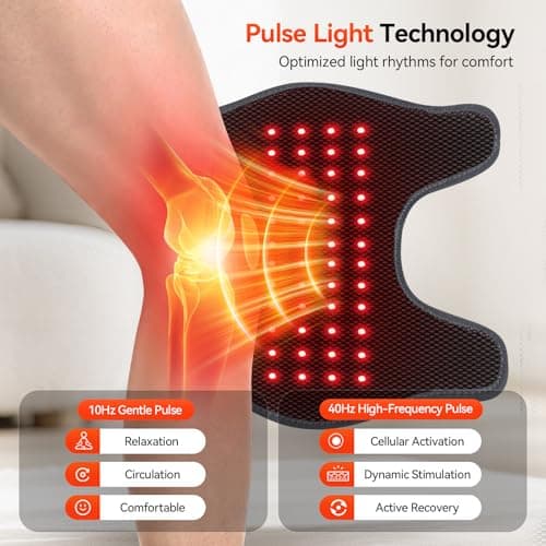 Red Light Therapy Knee Massager 660nm & 850nm, Heated Vibration Knee Brace Cordless Rechargeable 5000mAh, Timer & Pulse Modes for Knee Elbow Shoulder Joint Comfort Support Device B0GS5MWP52