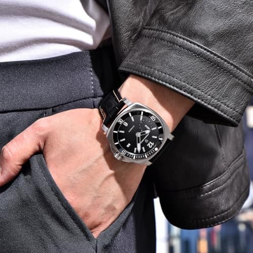 SUZAKU Pagani Design Men's Automatic Watch 43mm Stainless Steel Case Self-Winding Movement Rotating Bezel Luminous Hands 100m Water Resistance Business Casual Timepiece