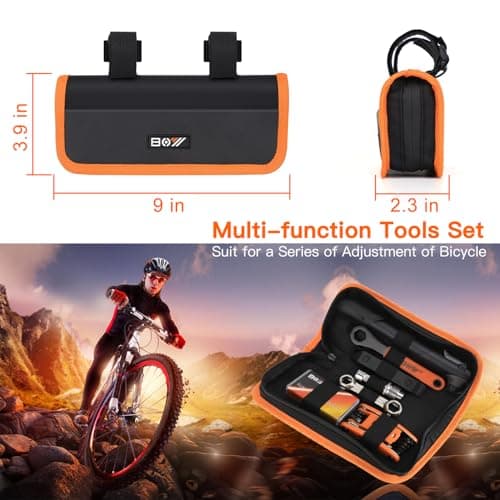 Bicycle Repair Bag With Tire Pump, Portable Tool Kit for Camping Travel - Bike Glueless Patches, Maintenance Essentials All in One Safety Kit B079K5N7KF