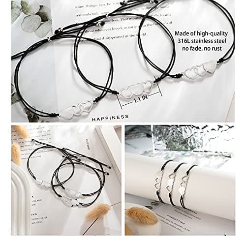 Tarsus 2/3/4/5/6 Pcs Best Friend Bracelets Bff Matching Heart Bracelet Best Friend Friendship Gifts for Women Friends Girls Teen