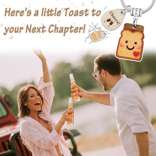 Next Chapter, New Home, Engagement, New Job, PBJ, 18 21 Birth, Loaf You, Thank You, Graduation Gifts, Couple, Friend, Retired PEALICIOUS Toast Keychain for Girls New Beginnings Congratulations Gifts B0FNQZ19F5