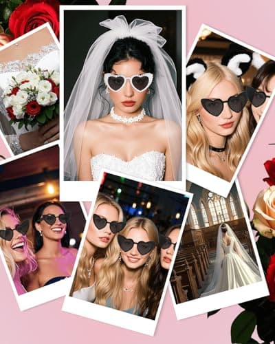 Bride Sunglasses, Bachelorette Sunglasses, Bridal Party, Bachelorette Gifts for Bridesmaids, Bridal Shower Proposal Gifts Bride to Be Heart Sunglasses Bachelorette Party Favors, 8 Pack B0FKBR7994