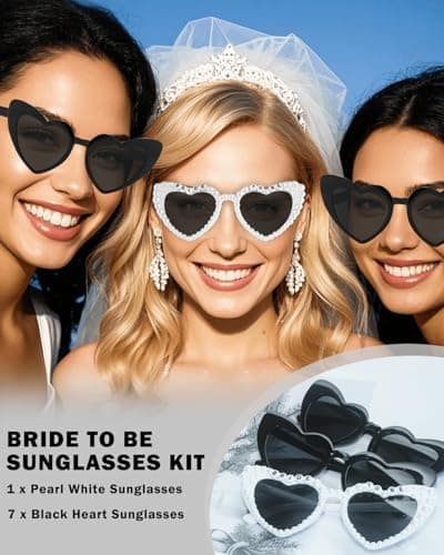 Bride Sunglasses, Bachelorette Sunglasses, Bridal Party, Bachelorette Gifts for Bridesmaids, Bridal Shower Proposal Gifts Bride to Be Heart Sunglasses Bachelorette Party Favors, 8 Pack B0FKBR7994